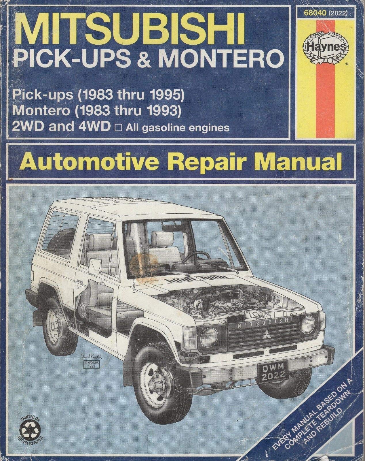 1983-1995 MITSUBISHI PICK-UPS & MONTERO SERVICE REPAIR MANUAL P/N 2022