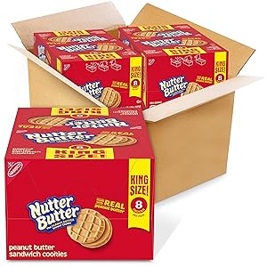 Nutter Butter King Size Sandwich Cookies, Peanut Butter, 2.18 Pound (Pack of 2)