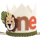 LINLULU Lion 1st Birthday Crown - Jungle Safari Wild One Birthday Hat Decoration for Boys