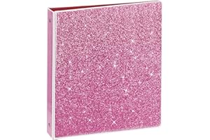 NatureTouch 3 Ring Binder, Glitter 1 Inch Organizer (10.5'' x 11.5'') Holds 8.5'' x 11''Letter Size 300 Pages, Waterproof Durable View Binder, 1 Pack, Pink