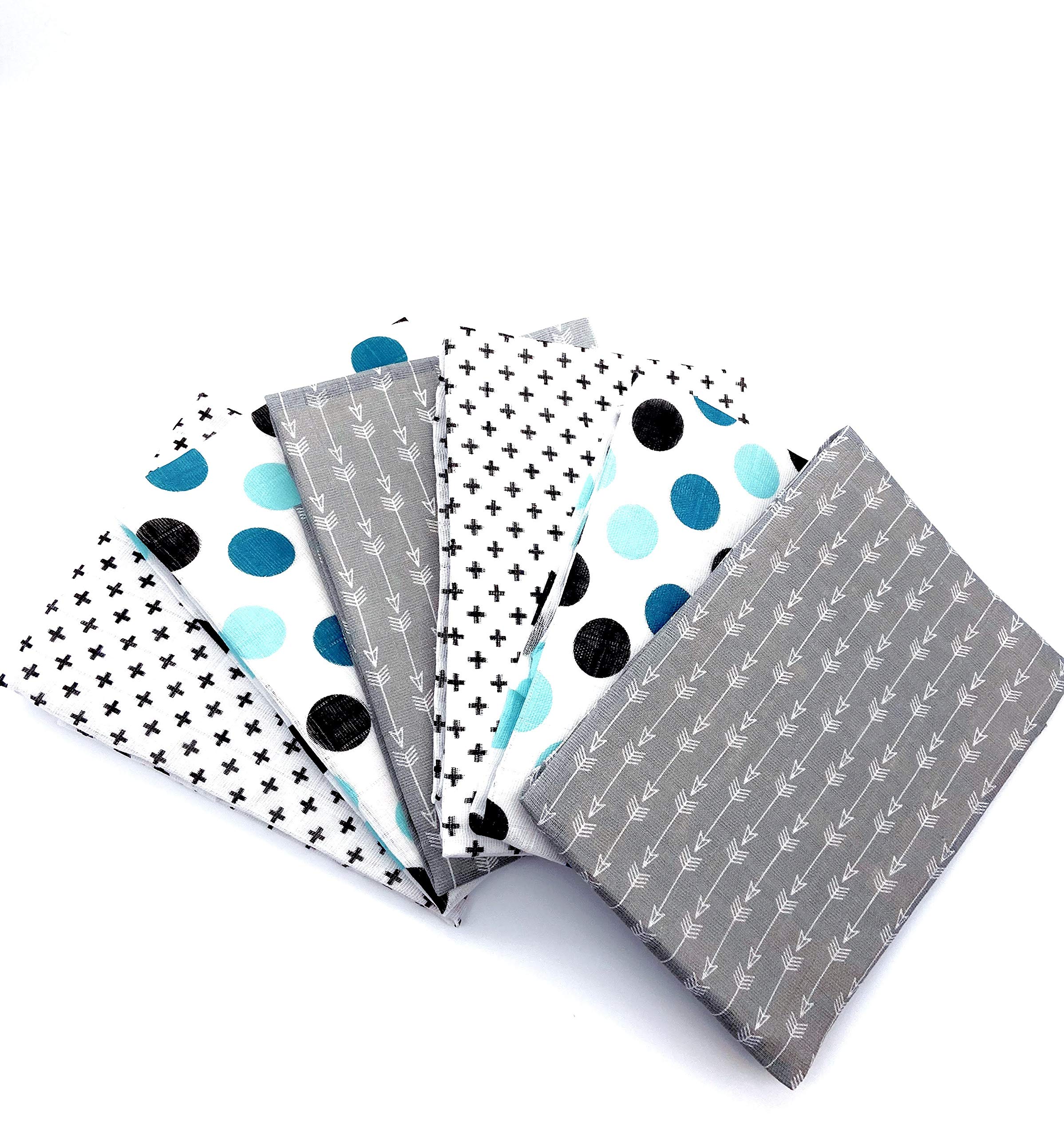 Sasma Home - 100% Cotton Baby Muslin Squares - 6 Pack Large 70x70 cm Unisex Wash Cloths, Swaddle Blanket, Burp Cloth (Retro)