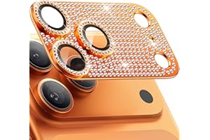WSKEN for iPhone 17 Pro Max Camera Lens Protector Diamond Bling - [Not Easy to Fall][Strong Adsorption] Glitter Metal Aluminum Alloy Rear Camera Screen Cover Accessories, Cosmic Orange