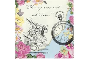 TALKING TABLES 20 X Alice in Wonderland Disposable Napkins Mad Hatter Afternoon Tea Party Serviettes for Table Decorations Onederland Birthday, Mother’s Day Baby Shower, Decoupage