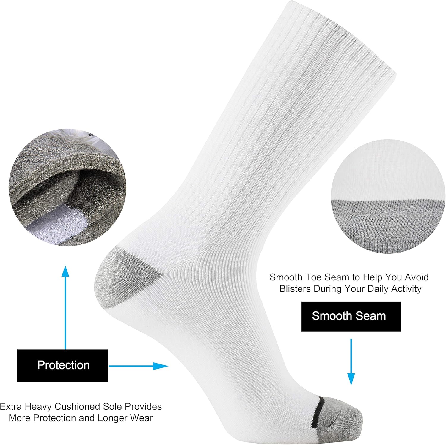 ONKE Cotton Moisture Wicking Work Training Cushion Crew Socks Men Pack: Clothing