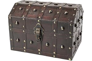 VINTIQUEWISE Black Vintage Caribbean Pirate Chest with Decorative Nailed Design