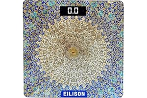 Eilison Highly Advance Digital Body Weight Scale 400lbs, Precision Step-on Bathroom Scale,Accurate & Large LED Display,Weight Verification,Auto-calibrated,Thick Tempered Glass (Arabian Art)