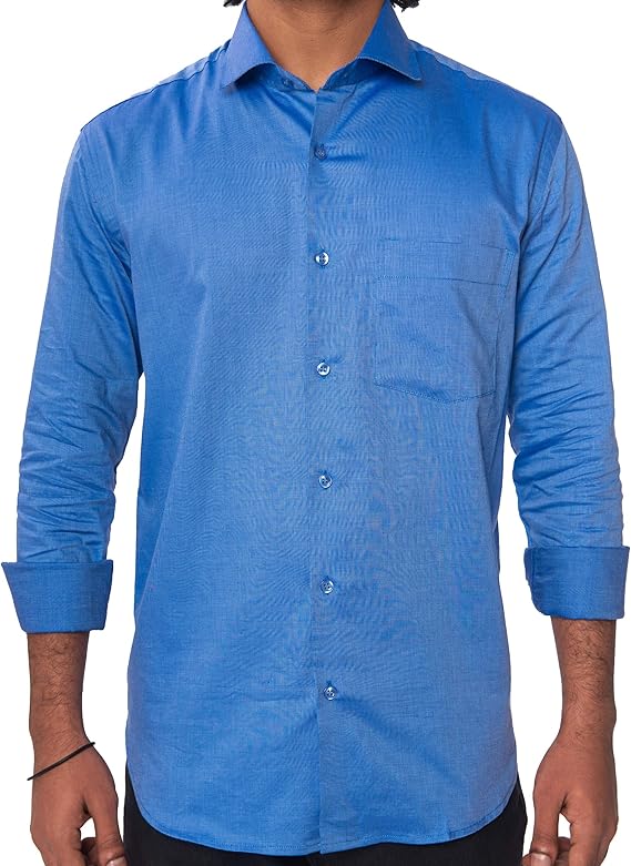 Buy CONTROVERSIAL Men's Egyptian Cotton Slim Fit Shirt (Blue Solid) at