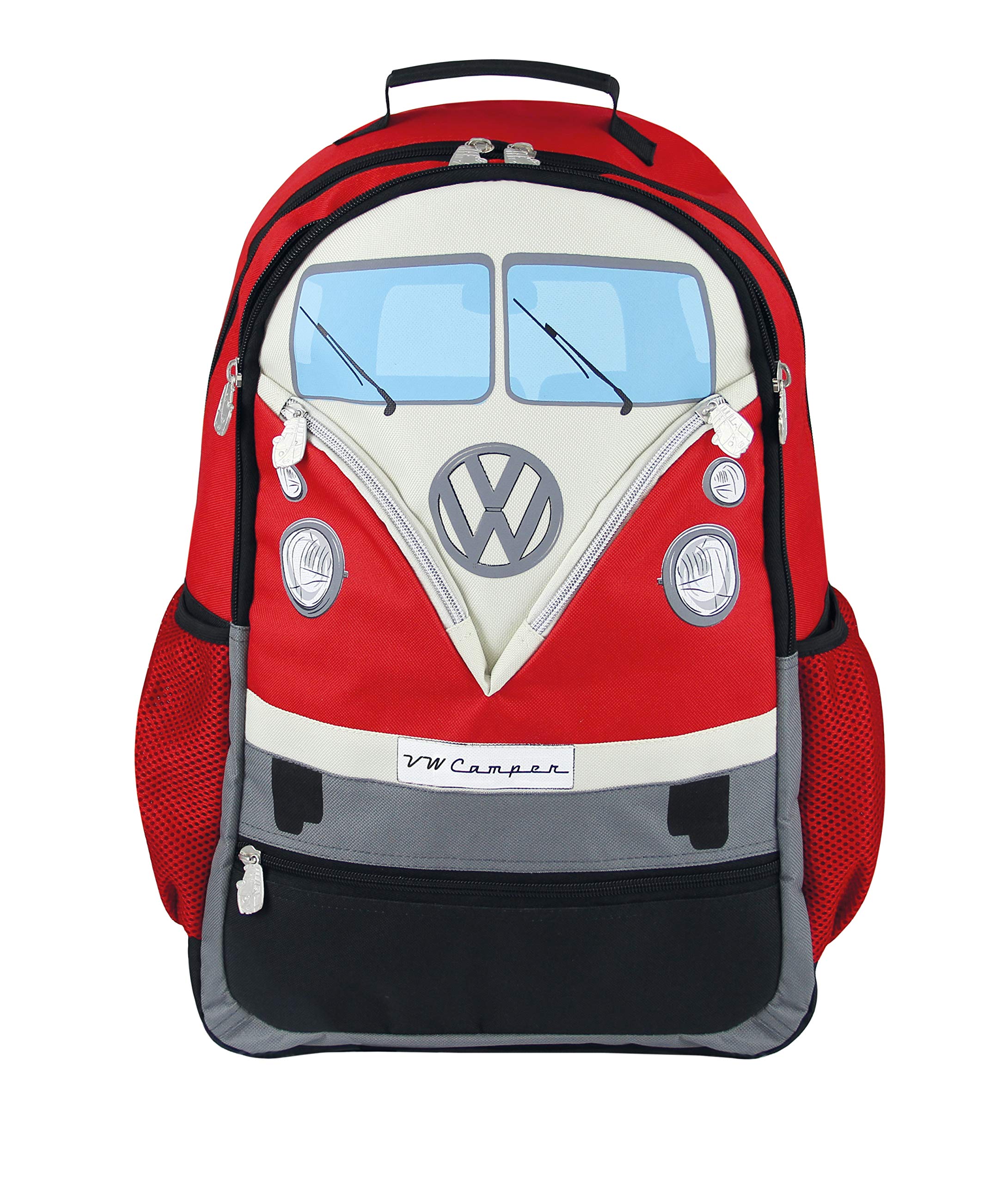 BRISA VW Collection - Volkswagen Hiking Laptop University Backpack in T1 Bus Campervan Design (30 L/7.9 gal/Large/Red)