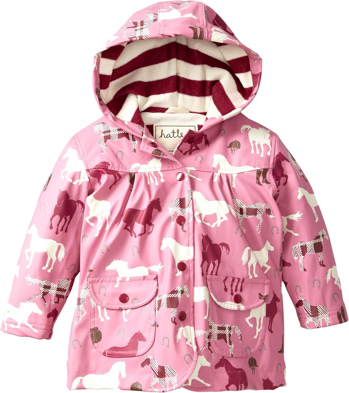 Hatley Big Girls' Rain CoatPlaid Horses, Pink, 7 Rain