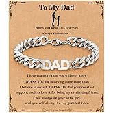 ESPVO Bracelet for Dad/New Dad/Daddy/Papa/Stepdad/Son, Birthday Gifts Stainless Steel Cuban Chain Jewelry for Men 8.2 Inches