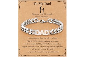ESPVO Bracelet for Dad/New Dad/Daddy/Papa/Stepdad/Son, Birthday Gifts Stainless Steel Cuban Chain Jewelry for Men 8.2 Inches