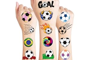MEOISDABEST 96 PCS Soccer Ball Pre-Cut Temporary Tattoos Themed Birthday Party Decorations Favors Supplies Decor Europa World Cup Football Sports Player Tattoo Stickers Gifts For Game Boys Girls Class (Normal)