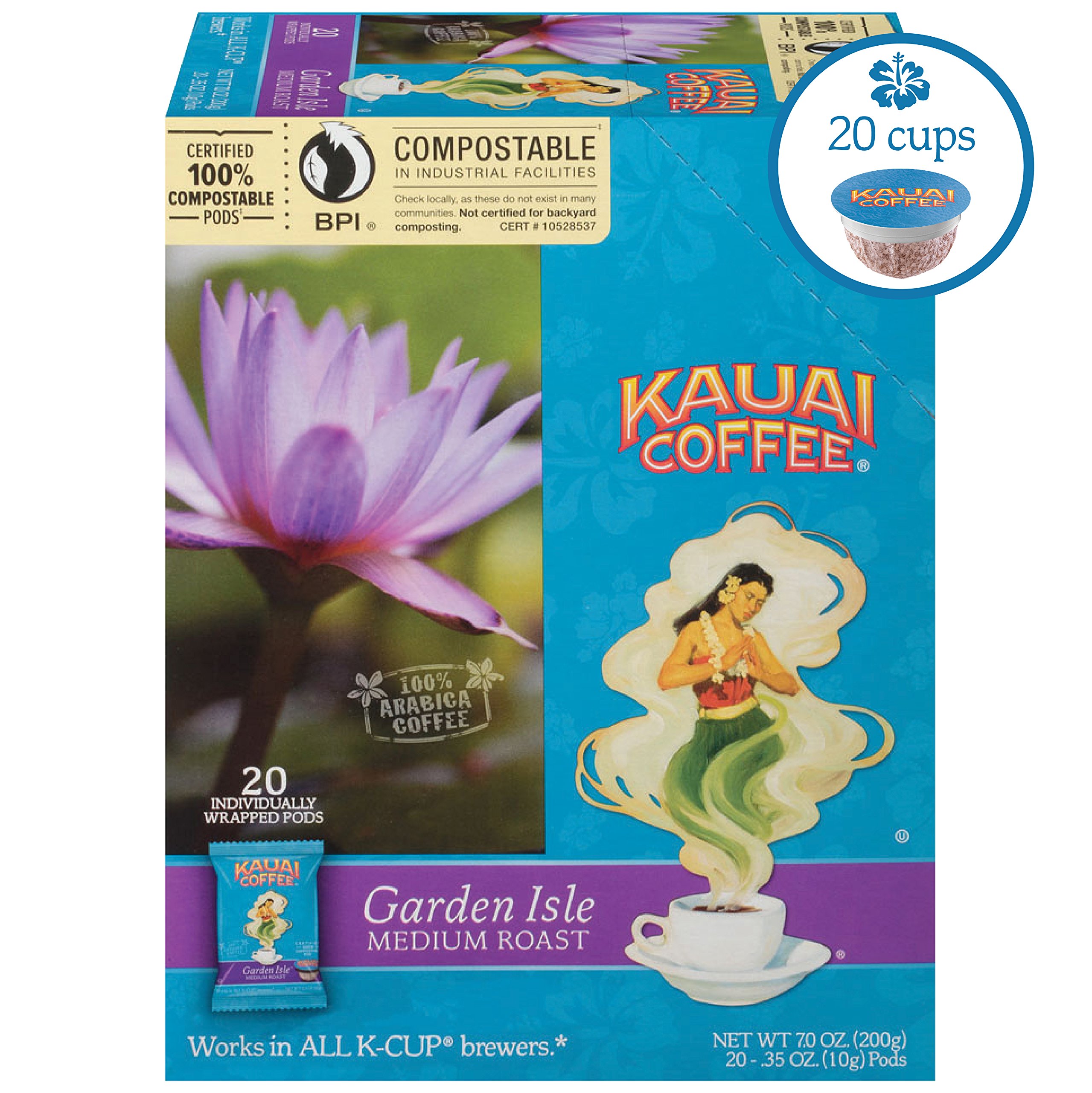 Kauai Coffee Coconut Caramel Crunch SingleServe Cups, 12