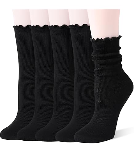 Merino Wool Socks for Women, Thin Black Dress Crew Socks for Home & Office