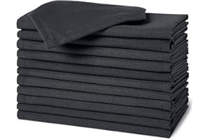 �鶹�� Basics Reusable Stain and Wrinkle Resistant Cloth Napkins, 12 Pack, 17 x 17 inches, Black