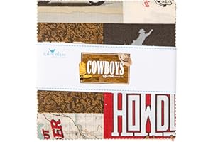 RILEY BLAKE DESIGNS Cowboys Riley Blake 5-inch Stacker, 42 Precut Fabric Quilt Squares by Echo Park Paper Co.
