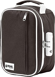 Prymal Products Bag with Combination Lock, Works on Bad Odor, Medicine Container Case for Your Accessories (8.5x5.5x4, Brown)