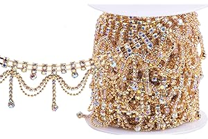 KAOYOO 1 Yard Tassel Crystal Rhinestone with Copper Beads Chain for Embellishments