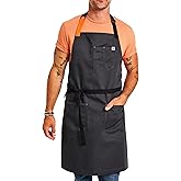 hedley & bennett Essential Apron - Adjustable Bib Chef Apron with 3 Pockets & Towel Loop - 65/35 Polycotton Twill - Top Chef