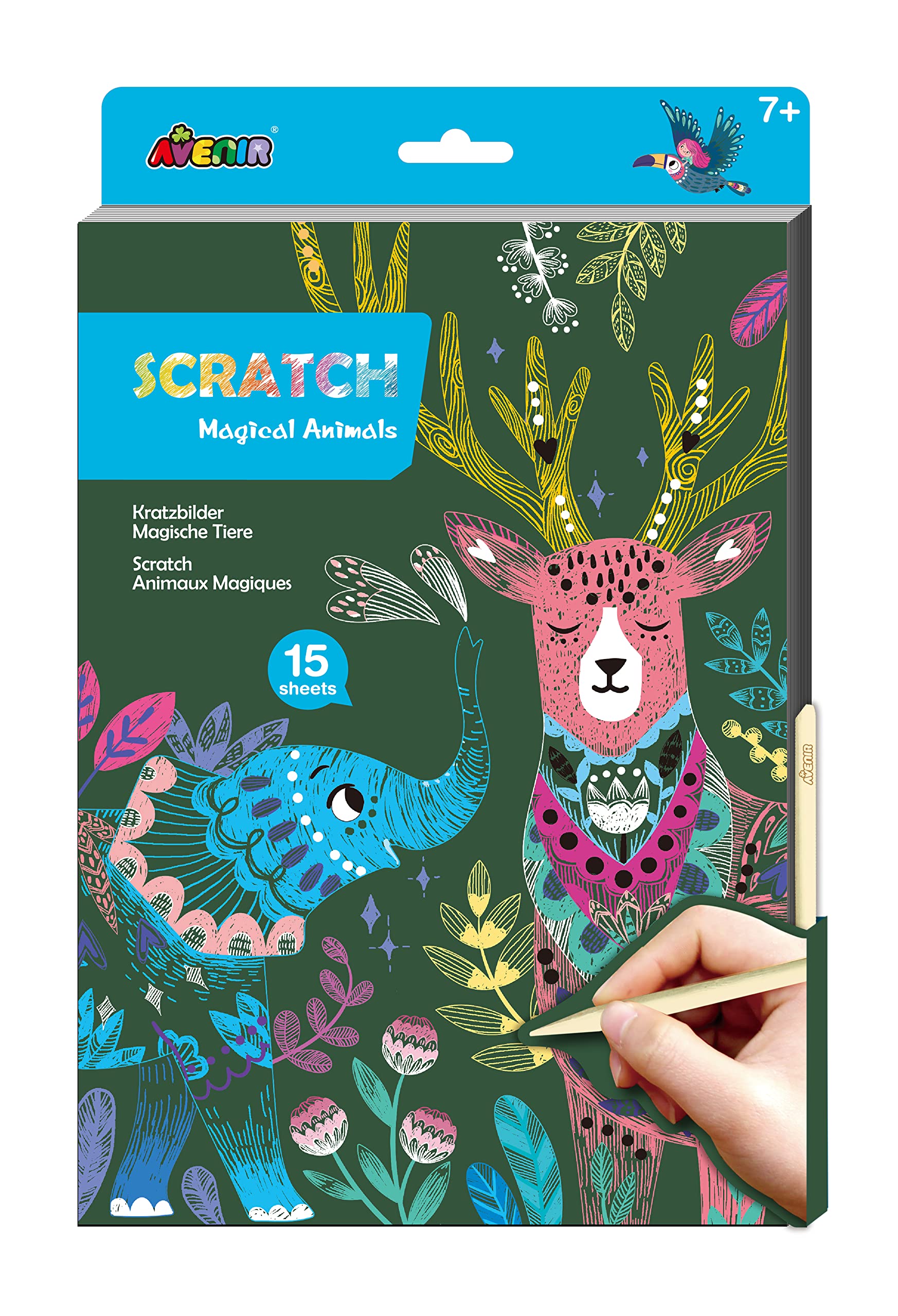 Avenir | A4 Scratch Book | Magic Animals | Scratch & Craft DIY Activity for Ages 6+