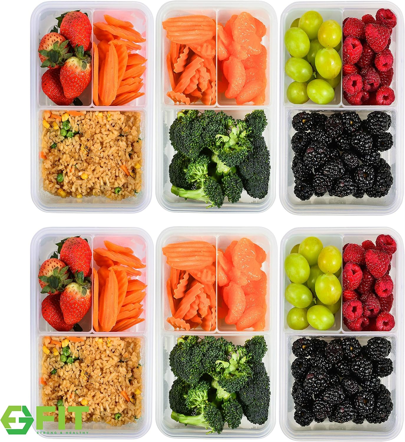 [6 Pack] Bento Box Meal Prep Containers (38 oz) - Bento Lunch Box, Food Storage Containers With Lids, Portion Control Containers, Divided Lunch Containers, Lunch Boxes for Adults and Kids, Leakproof