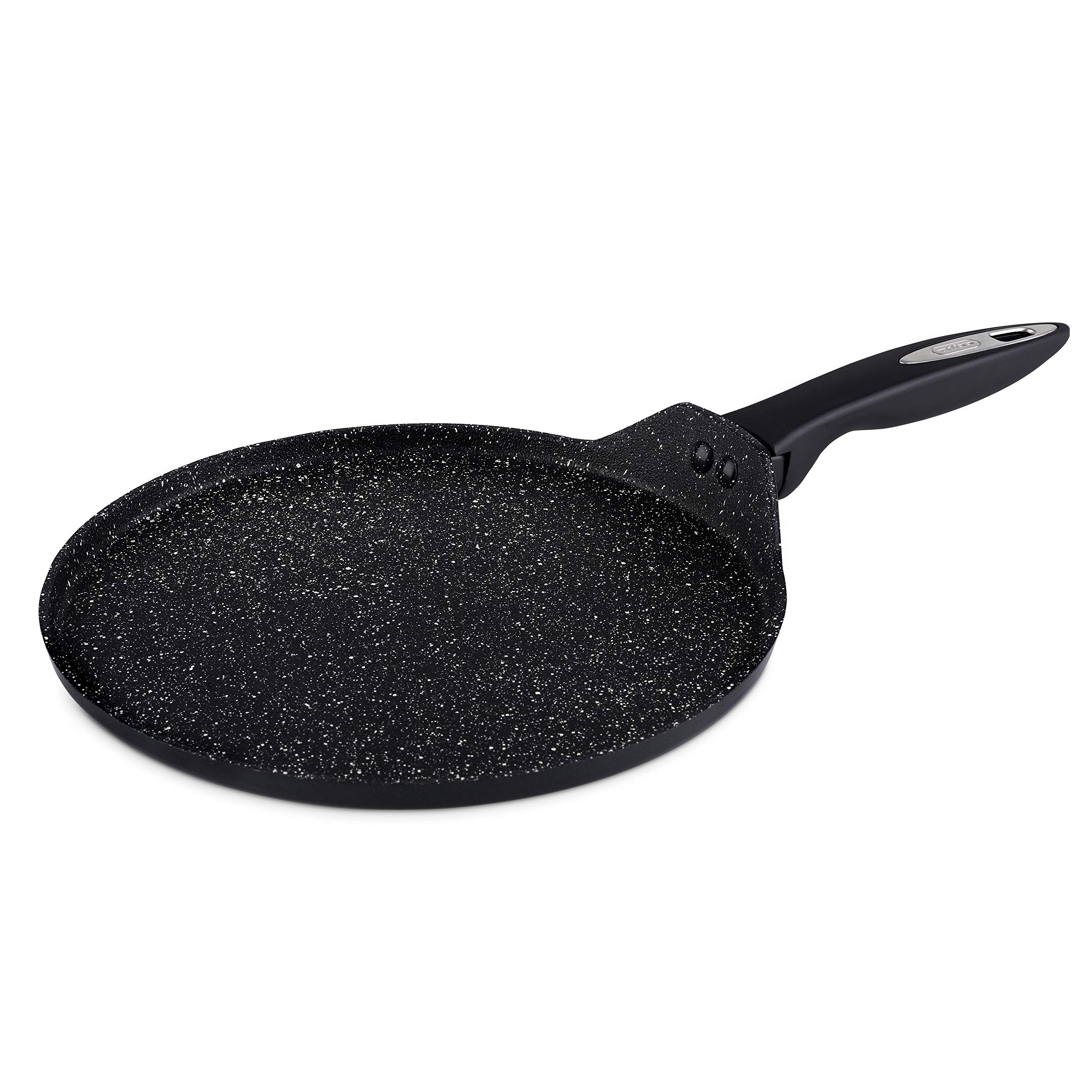 Zyliss E980130 Ultimate Non-Stick Pancake Pan/Crepe Pan, 25cm/10in, forged Aluminium, Black, Rockpearl Plus Non-Stick Technology, Suitable for All Hobs Including Induction