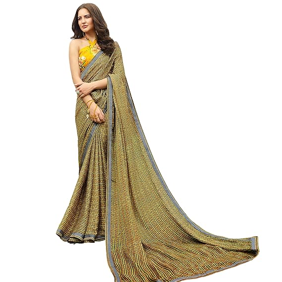 Shaily Womens Printed Georgette Green & Black Saree[SHREE22381SSR05_perent]