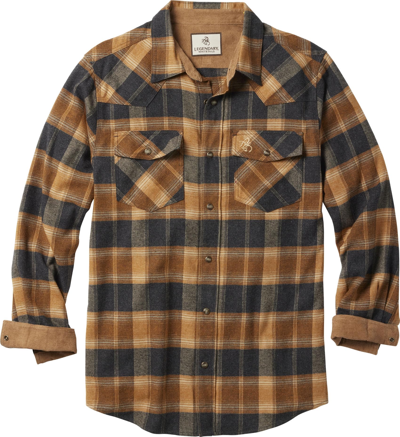 Legendary Whitetails Mens Western Button Up Brushed Cotton Flannel Shirt, Fireglow Plaid, 2XL Image