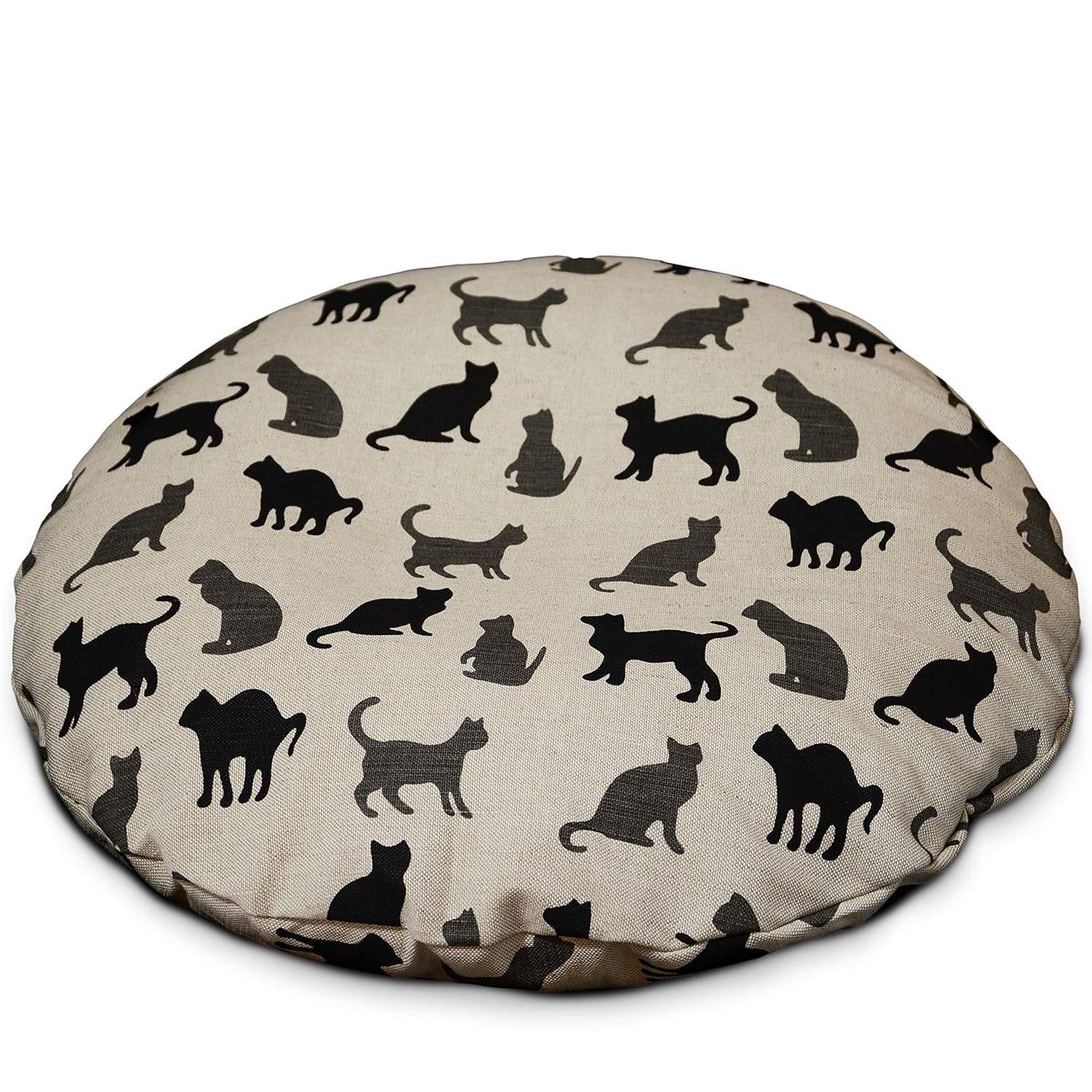 Linen Black Cat Bed with Buckwheat hulls filling, Modern Cat Furniture, Witchy