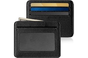Mayski Credit Card Holder for Women Minimalist Wallet, RFID Blocking Wallets Card Cases, Small Wallets with ID Window for Women Men, Black