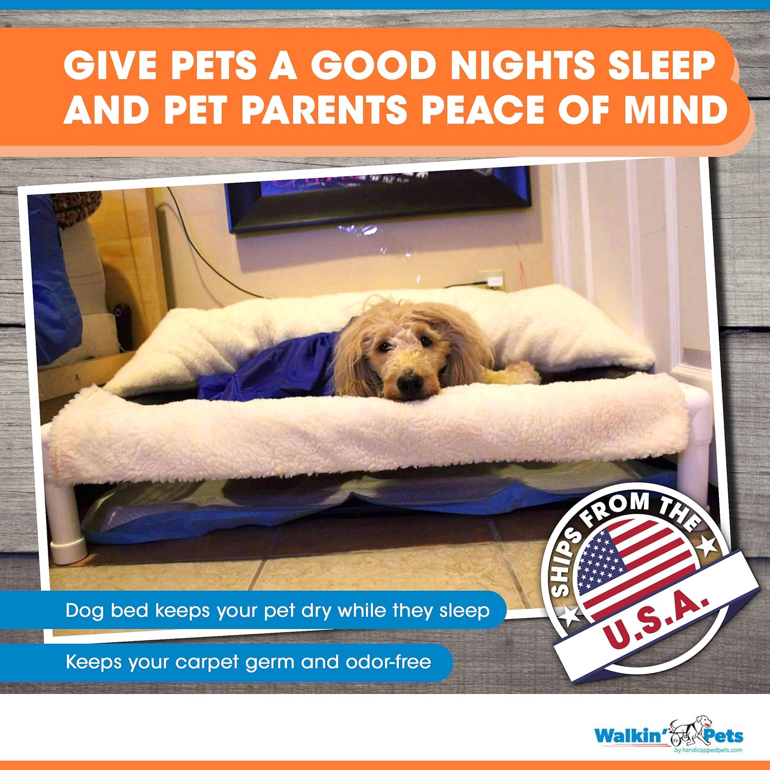 Amazon Com Walkin Wheels Elevated Dog Bed For Incontinent Pets Rinsable Orthopedic Dog Bed Soft Washable Dog Pillow Easy Assembly Available In 2 Sizes To Fit Most Pets