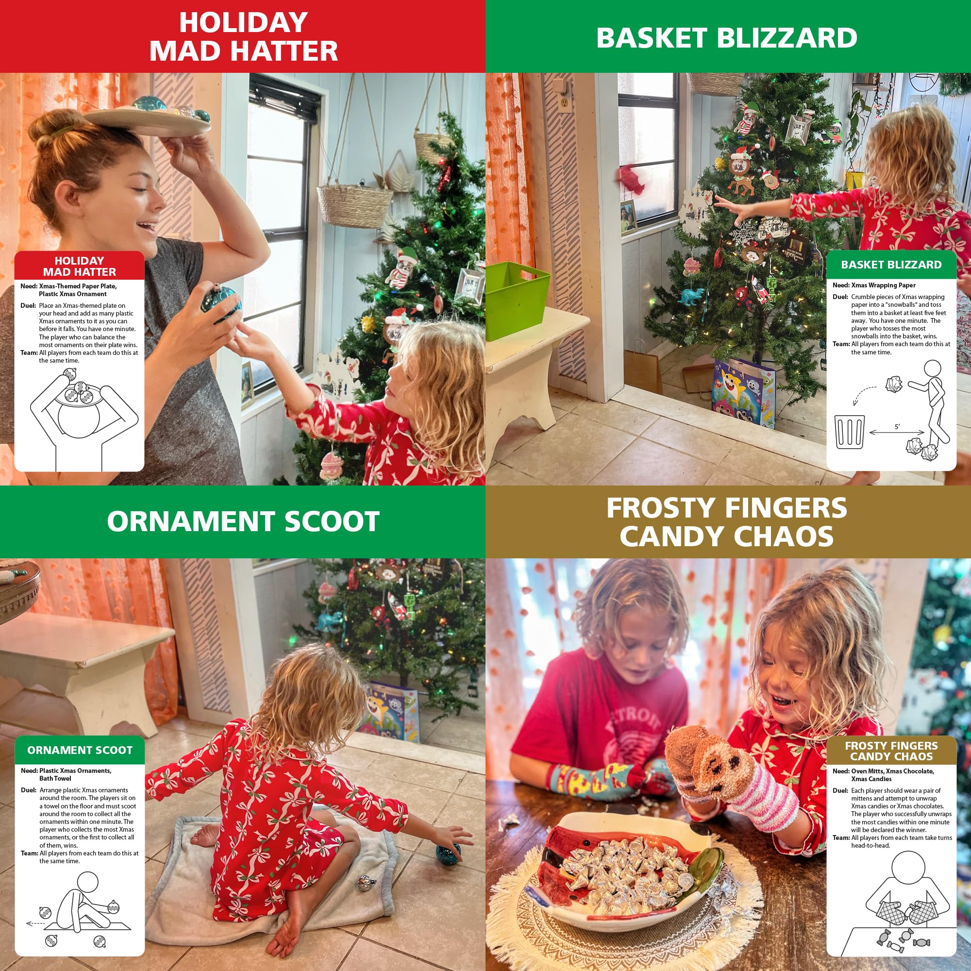 Funwares Christmas Special Edition, 218 Minute of Fun Games - Minute to Win It Family Party & Travel for Kids & Adults, 2-12 Players! Play with Everyday Household Items.