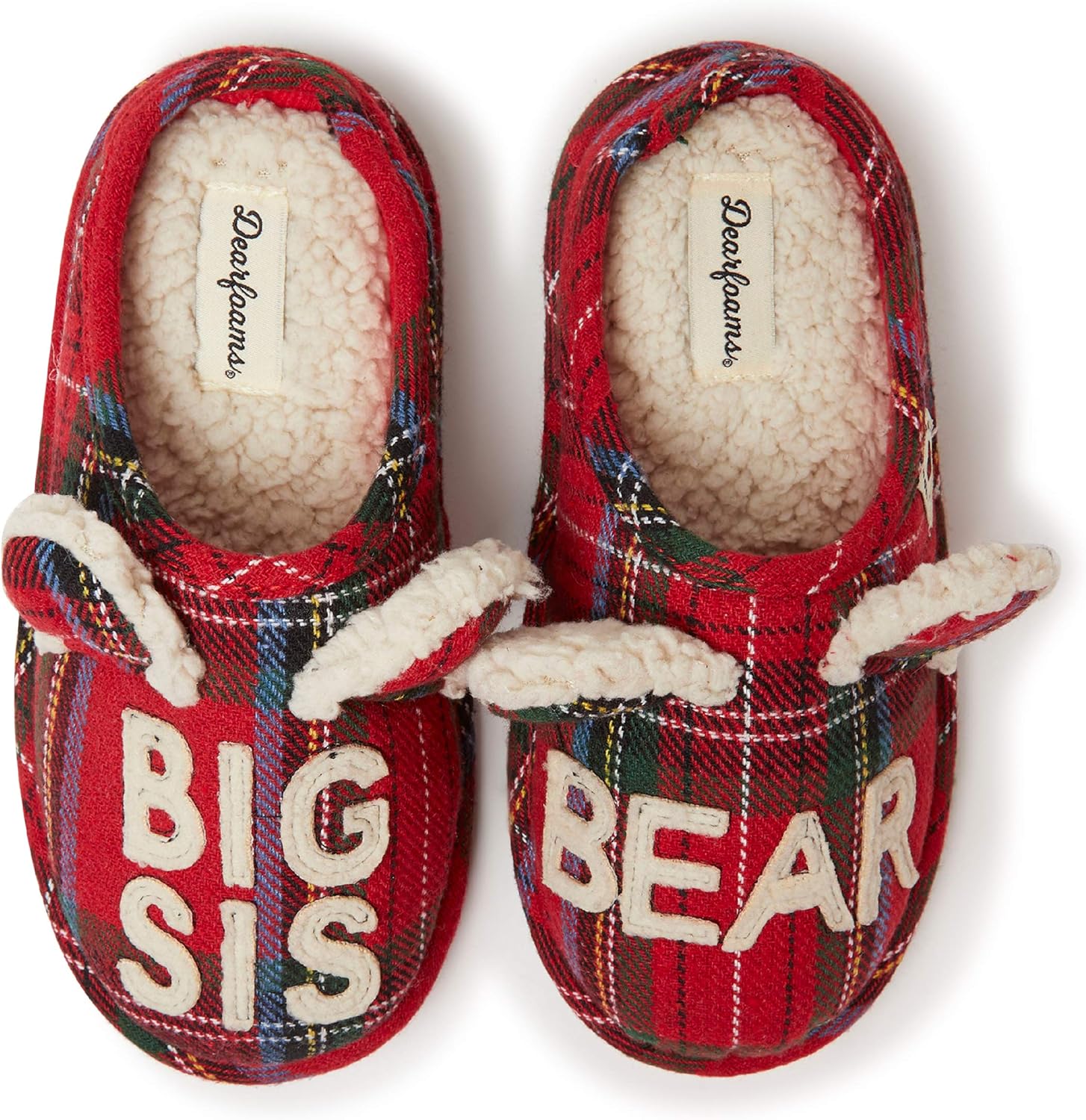 Dearfoams Family Collection Baby Bear Plaid Closed Back Slipper