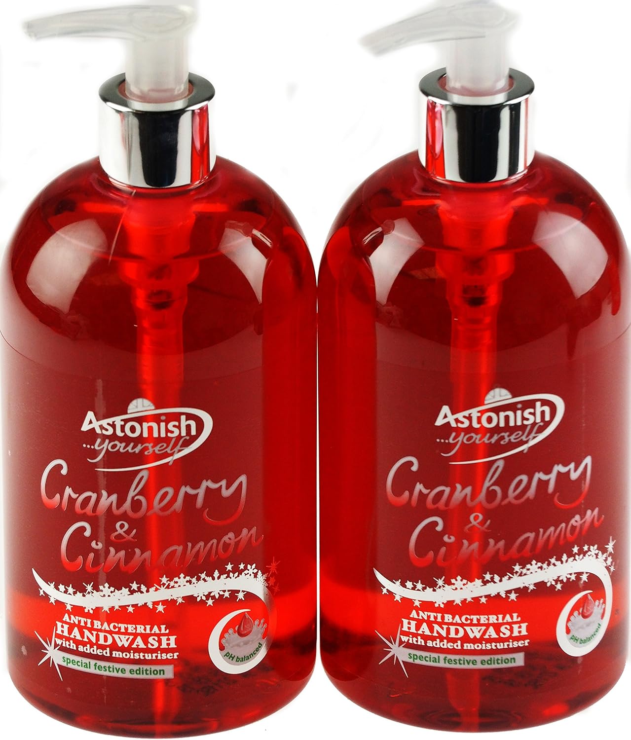 Set of 2 Christmas Antibacterial Scented Hand Wash Soap Cranberry