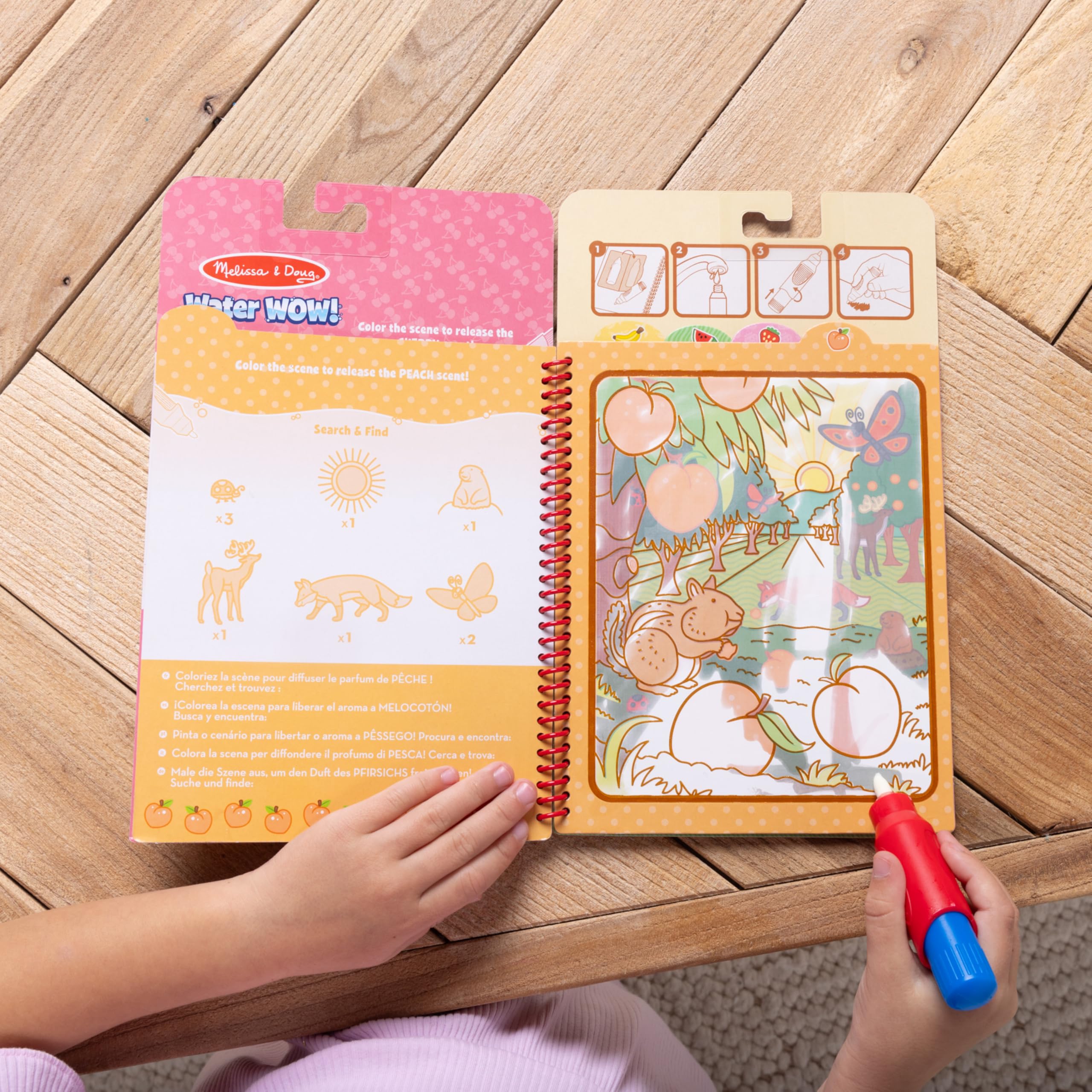 Melissa & Doug Scented Water Wow! Mess Free Coloring Book, Reusable Water-Reveal Activity Pad, Fruit, Travel Toys, Party Favors, for Toddlers for Kids Ages 3+ - FSC Certified