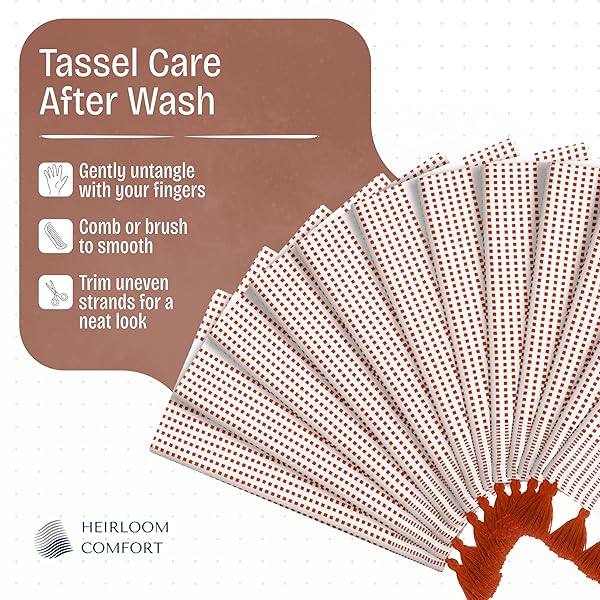 HEIRLOOM COMFORT RUST DECORATIVE DOTTED KITCHEN TOWELS 16X26 INCH, 12 PACK, QUICK-DRY, 100% COTTON DISH TOWELS WITH TASSELS, ULTRA ABSORBENT & SOFT FOR CLEANING, DRYING DISHES, AND EVERYDAY USE