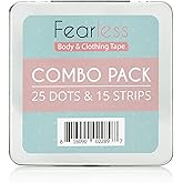Fearless Tape Combo Pack - Fashion Tape Strips & Dots | Double Sided Body Tape Kit | Clothing Adhesive Variety Pack Strips + Dots for All Outfits
