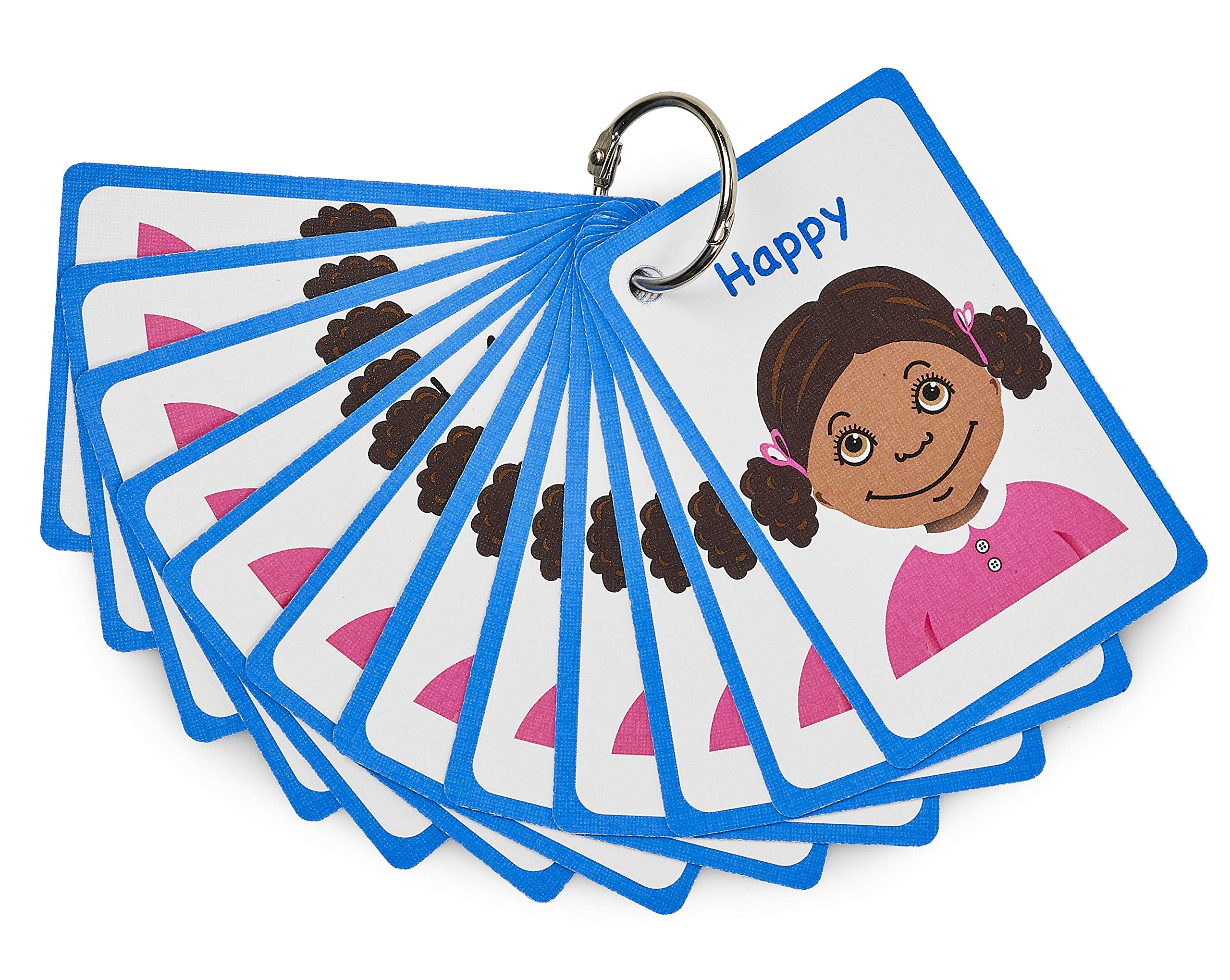 Amonev My Feelings and Emotion Girls Flashcards for visual aid Special Ed, Speech Delay Non Verbal Children and adults with Autism, Special Needs ASD ADHD (Black Girl)