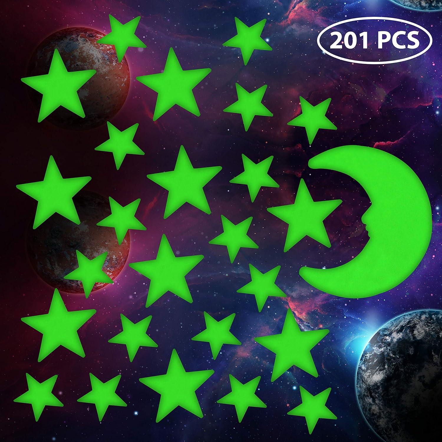 Ultra Glow in The Dark Stars Luminous Premium Quality Different Sizes Fluorescent