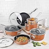 Gotham Steel Stackmaster Pots & Pans Set – Stackable 10 Piece Cookware Set Saves 30% Space, Ultra Nonstick Cast Texture Coati
