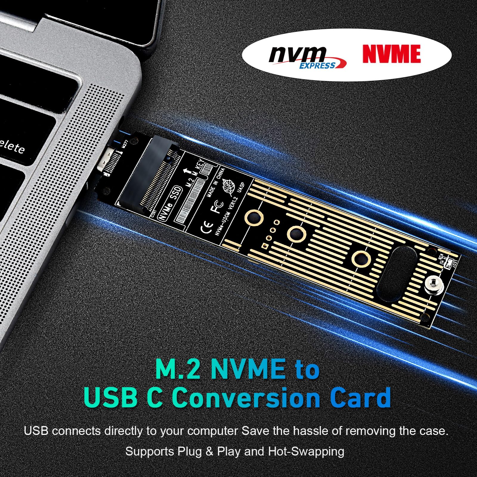 ELUTENG NVME SSD to USB Adapter USB 3.1 Gen 2 to M.2 NVME SSD Converter Adapter 10 Gbps PCIe Based M Key Hard Drive Reader Support UASP for 2280 2260 2242 2230 SSD (Only for M.2 NVME)