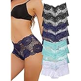 Cinvik Sexy Panties for Women Plus Size Underwear Womens High Waisted Underwear No Panty Line Breathable Lace Boyshorts