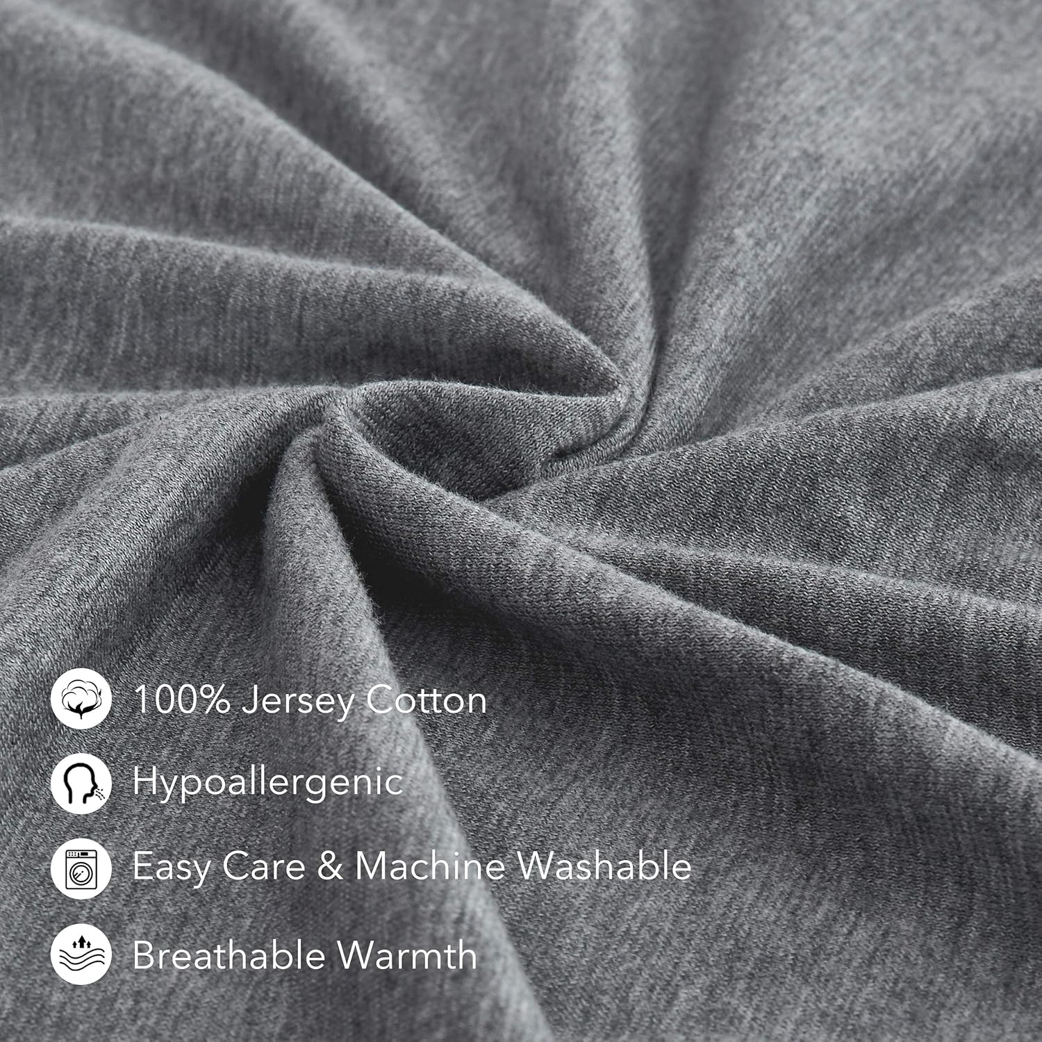 100% Jersey Cotton Body Pillow Cover with Zipper - Luxury Soft Removable Body Pillow Case - Long Fuzzy Body Pillow Cover - Knitted Cotton Pillowcase (Grey, 21"X54"): Home & Kitchen