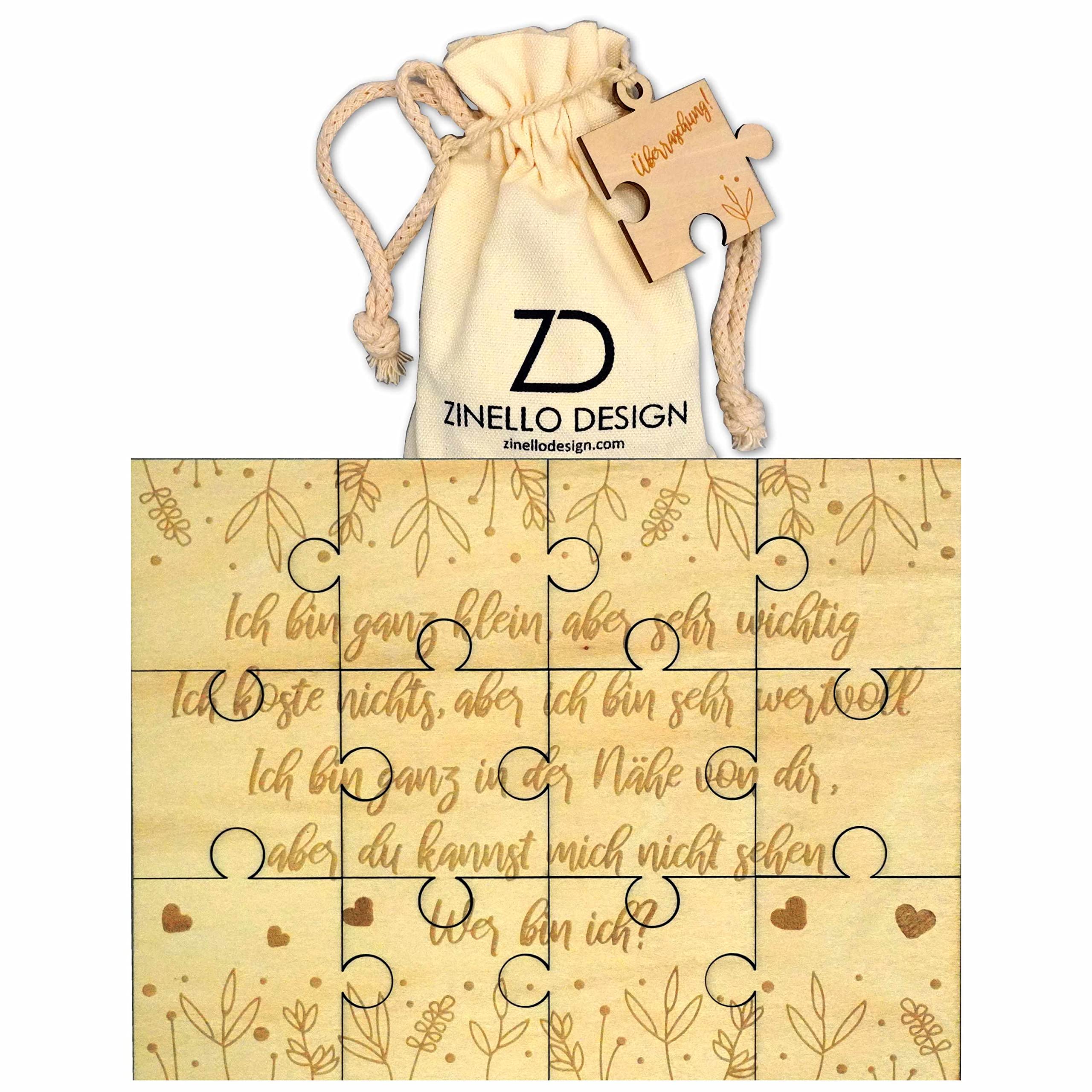 ZINELLO DESIGN - Wooden Puzzle Pregnancy Announcement for Your Loved Ones | Original Puzzle Idea, Personal Gift for Future Dads, Grandmas, Grandpas, Godparents | Baby Birth Message (without Frame)