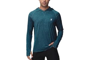 Roadbox UPF 50+ Fishing Shirts for Men - Long Sleeve UV Sun Protection Hoodie Shirt for Running Athletic Workout Hiking