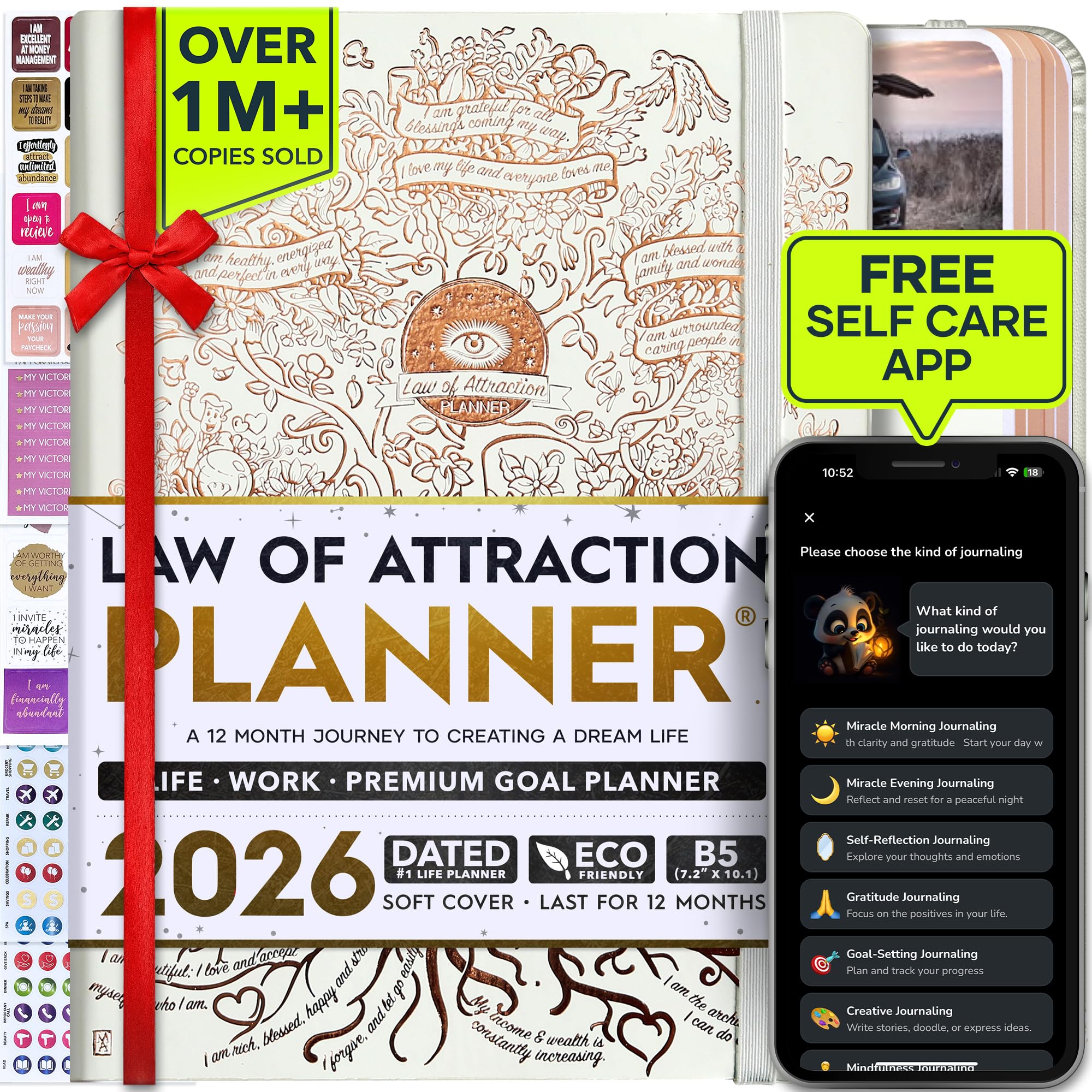 Deluxe 2026 Planner Weekly and Monthly | Law of Attraction Planner with Productivity App | 12-Month for Productivity, Gratitude & Goal Setting | Includes Foldable Vision Board, Gift Box & Stickers Image
