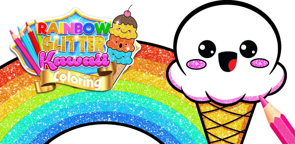 Rainbow Glitter Coloring Book Kawaii - Kids Fun Coloring Pages and Artwork