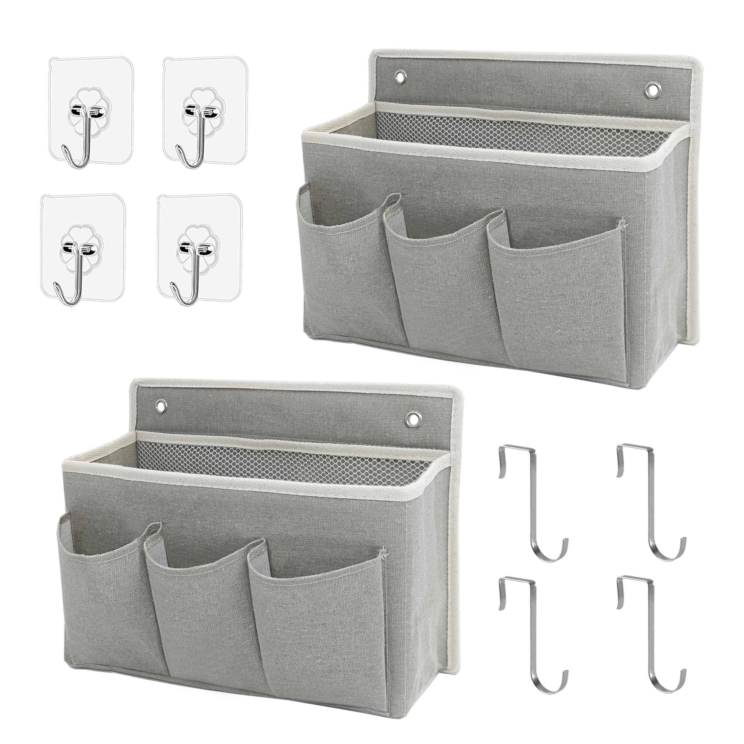 Photo 1 of 2-Pack Wall Hanging Organizer Bag/Hanging Baskets with Large Mesh Compartment & 3 Pockets?Over the Door Organizer Space Saving Storage for Bedroom,RV Camper, Closet (Gray -2 Pack)
