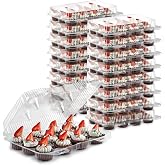 Stock Your Home Mini Disposable Plastic Cupcake Containers (40 Pack) 12 - Count Tray Compartment, Small or Mini Cupcakes Box/Holder/Carrier with Clear Connected Dome Lid, BPA Free