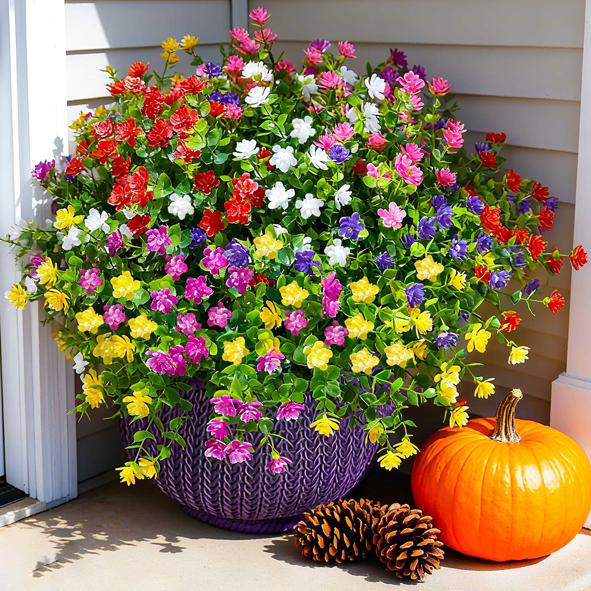 Ivydale Artificial Fake Fall Mums Flowers Plants for Outdoors Indoor ...